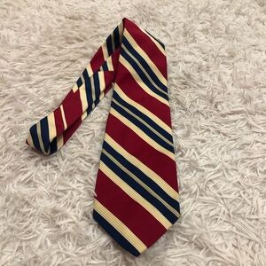 Christian Dior Paris New York Red Navy Yellow Striped Tie